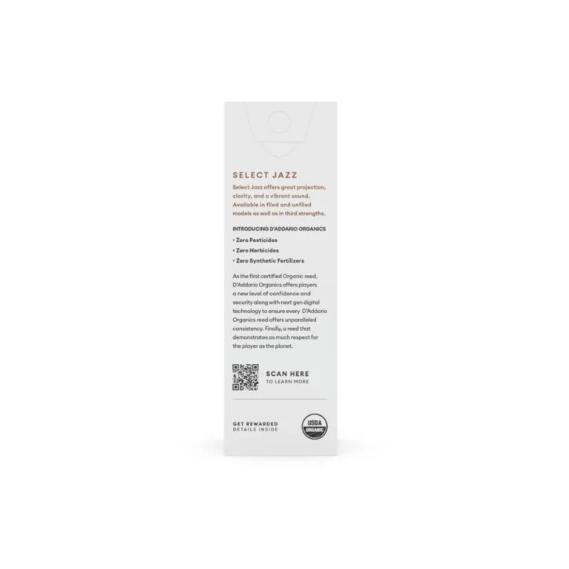 D'ADDARIO D'Addario Organic Select Jazz Unfiled 3M stroik do saksofonu tenorowego - zdjecie 2
