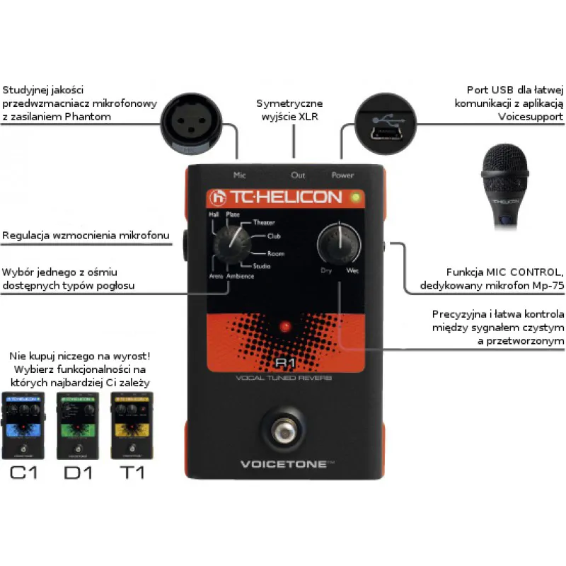 TC HELICON TC Helicon VoiceTone R1 Vocal Tuned Reverb - zdjecie 3