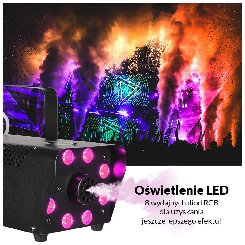 LIGHT4ME LIGHT4ME FOG 500 LED wytwornica dymu mgły na pilota - zdjecie 9