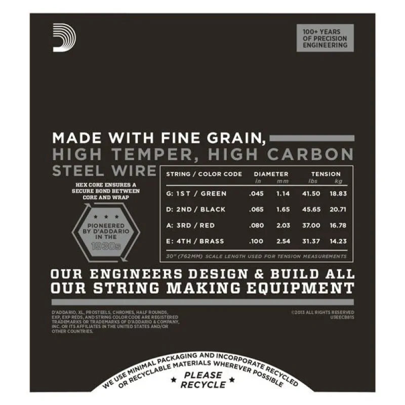 D'ADDARIO D'Addario ECB81S - Chromes Short Scale 45-100 - zdjecie 2