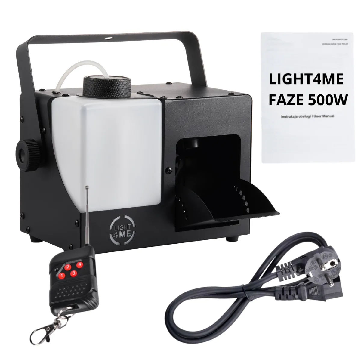 LIGHT4ME LIGHT4ME FAZE 500W generator wytwornica dymu mgły DMX pilot bezprzewodowy uchwyt montażowy