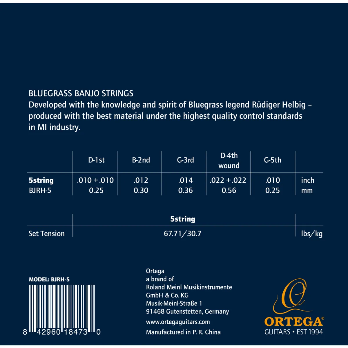 Ortega Ortega BJRH-5 struny do Banjo Rüdiger Helbig Signature - zdjecie 2