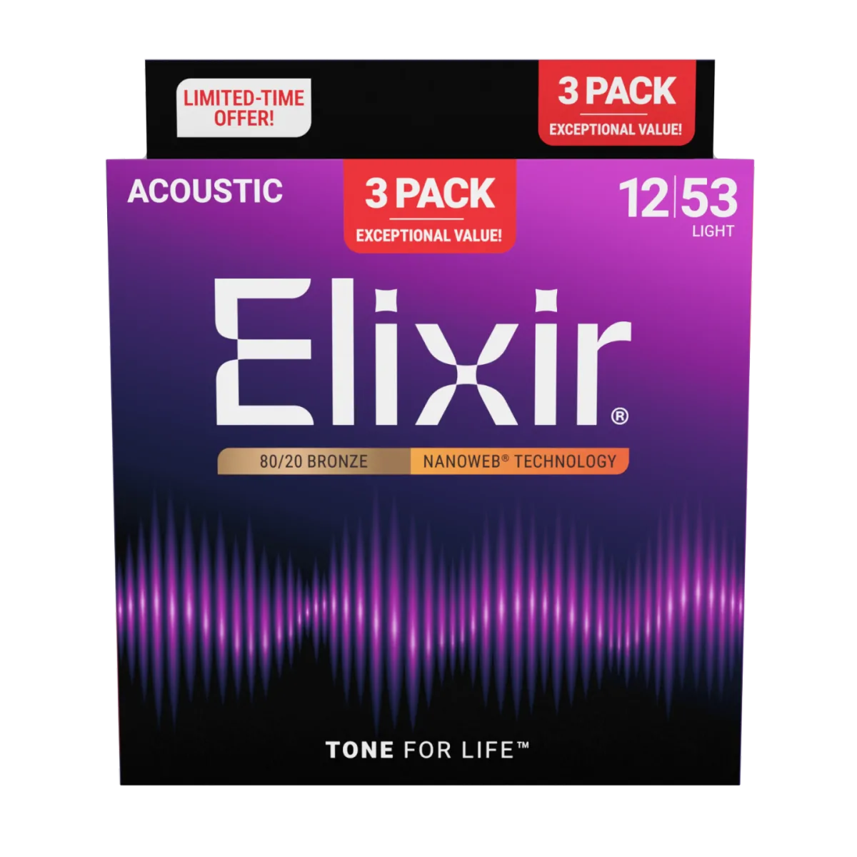 ELIXIR Elixir 12-53 3-pak Bronze struny do gitary akustycznej 16565