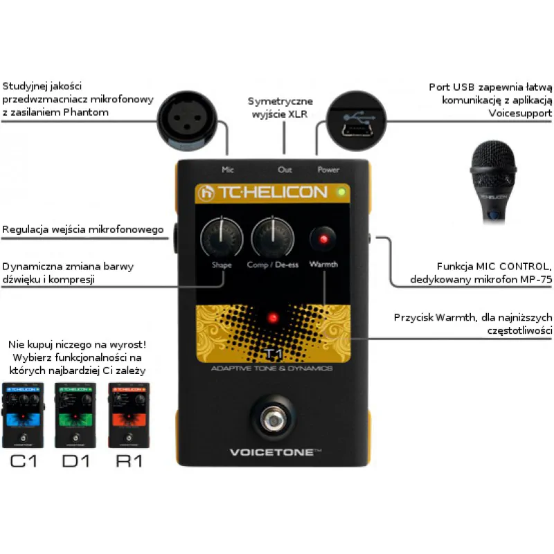 TC HELICON TC Helicon VoiceTone T1 Adaptive Tone & Dynamics - zdjecie 2