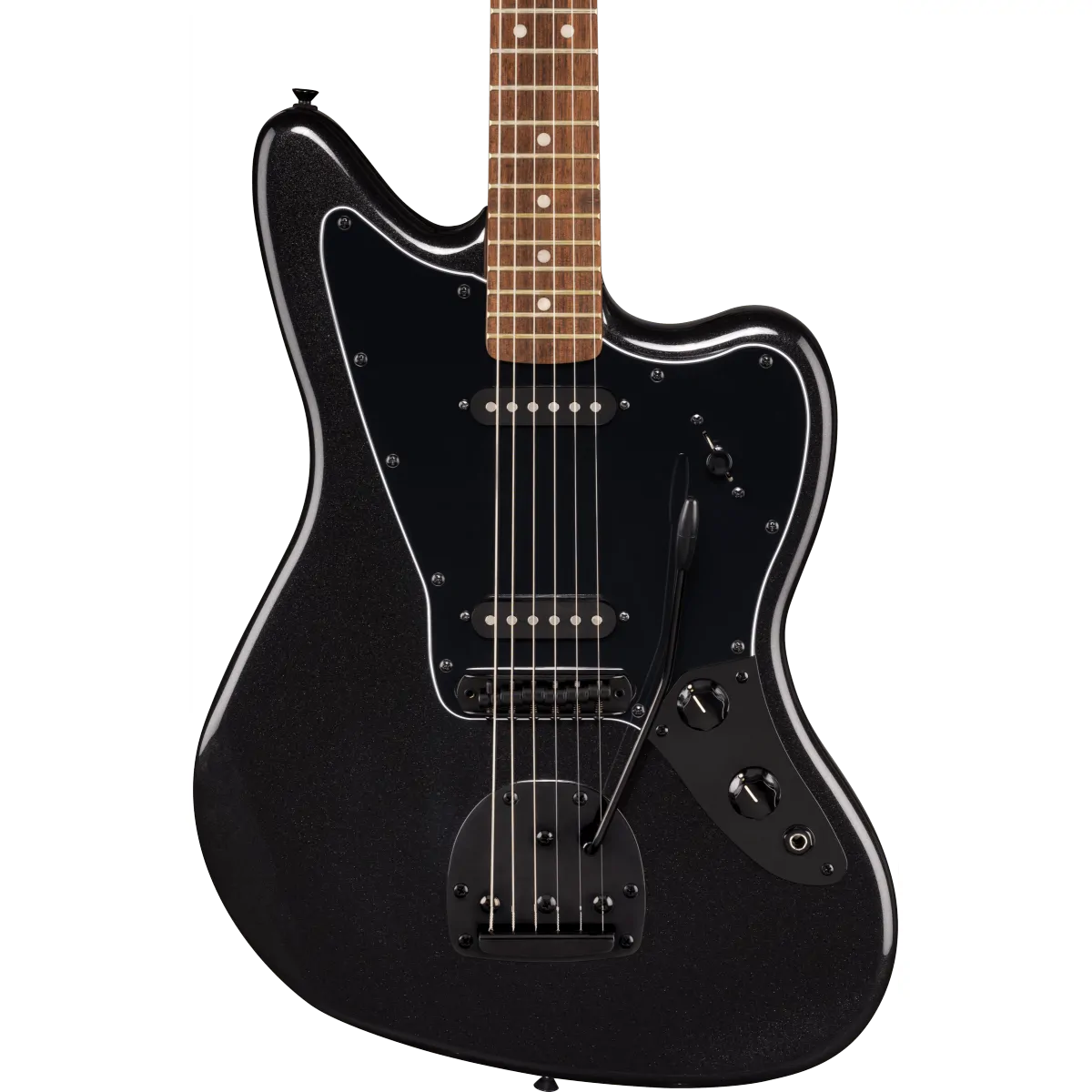 Squier Squier FSR Affinity Jaguar Laurel Fingerboard Black Pickguard Black Hardware Matching Headstock Metallic Black - zdjecie 3