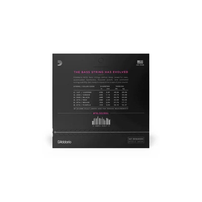 D'ADDARIO D'Addario NYXL 32-130 Super Long Scale - zdjecie 2