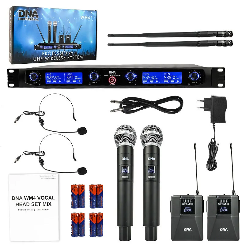 DNA DNA WM4 VOCAL HEAD SET MIX podwójny zestaw bezprzewodowy 2 mikrofony doręczne i nagłowne system nagłośnienia - zdjecie 2