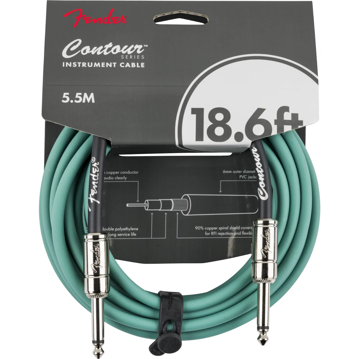 FENDER Fender Contour 18.6' Cable Sherwood Green 5,5m - zdjecie 3