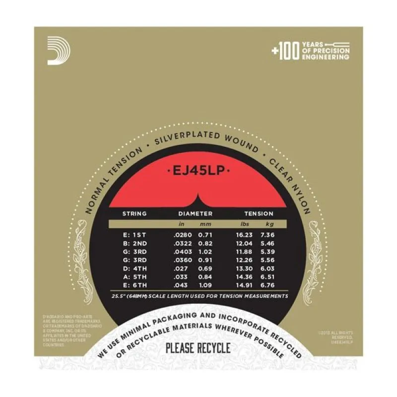 D'ADDARIO D'Addario EJ45LP - Pro-Arte Composite, szlifowane, normalny naciąg - zdjecie 2