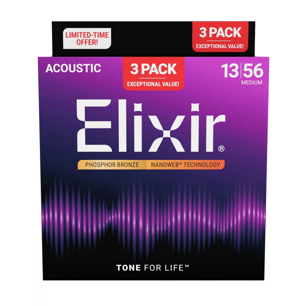 ELIXIR Elixir 16570 13-56 Phosphor Bronze 3-pak struny do gitary akustycznej