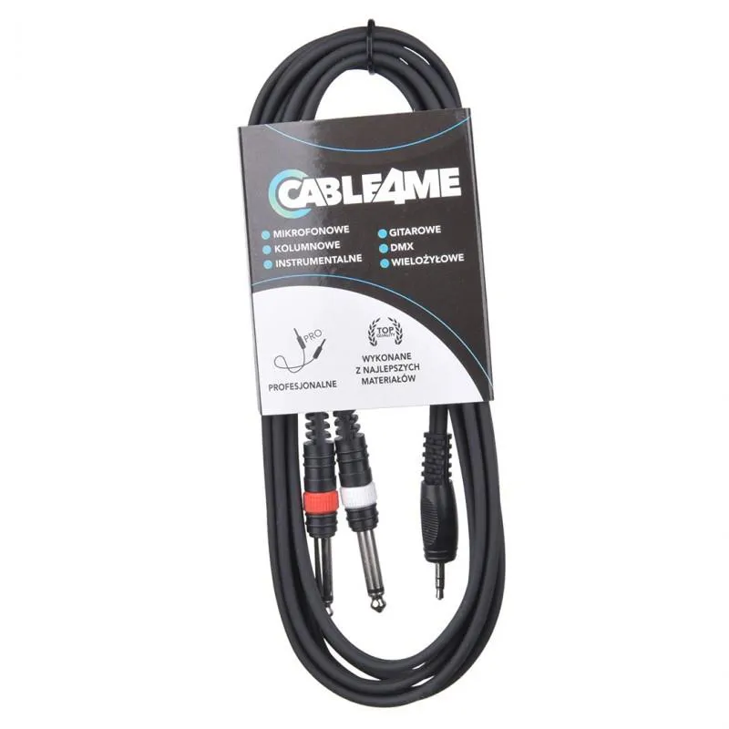 CABLE4ME CABLE4ME kabel przewód mini jack 3,5 mm stereo – 2x jack mono 6,3 mm 6 m