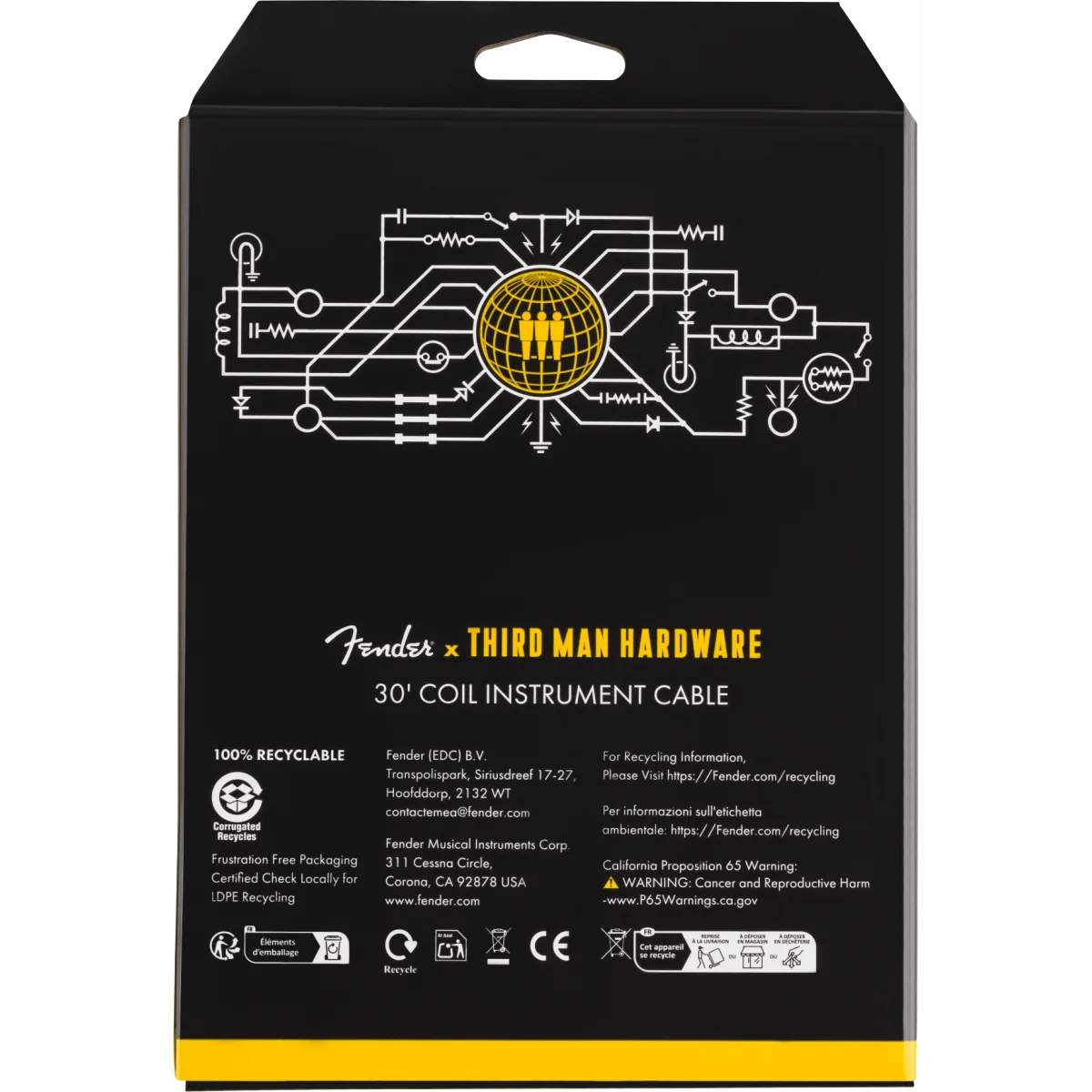 FENDER Fender 30' Coil Cable x Third Man Hardware Yellow - zdjecie 3
