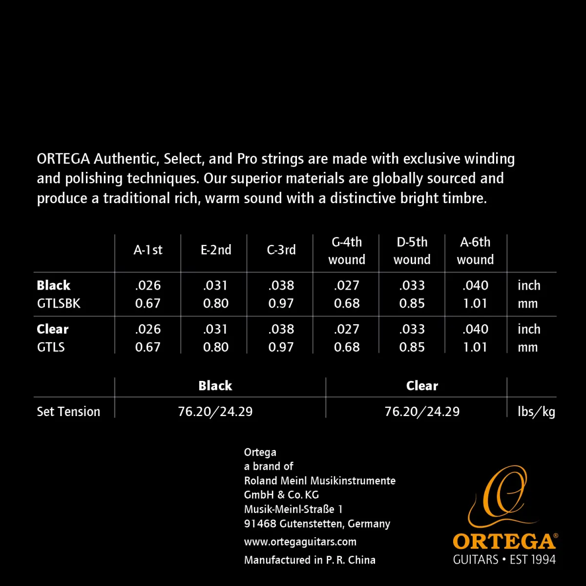 Ortega Ortega GTLSBK struny do Guitarlele Czarny nylon - zdjecie 2