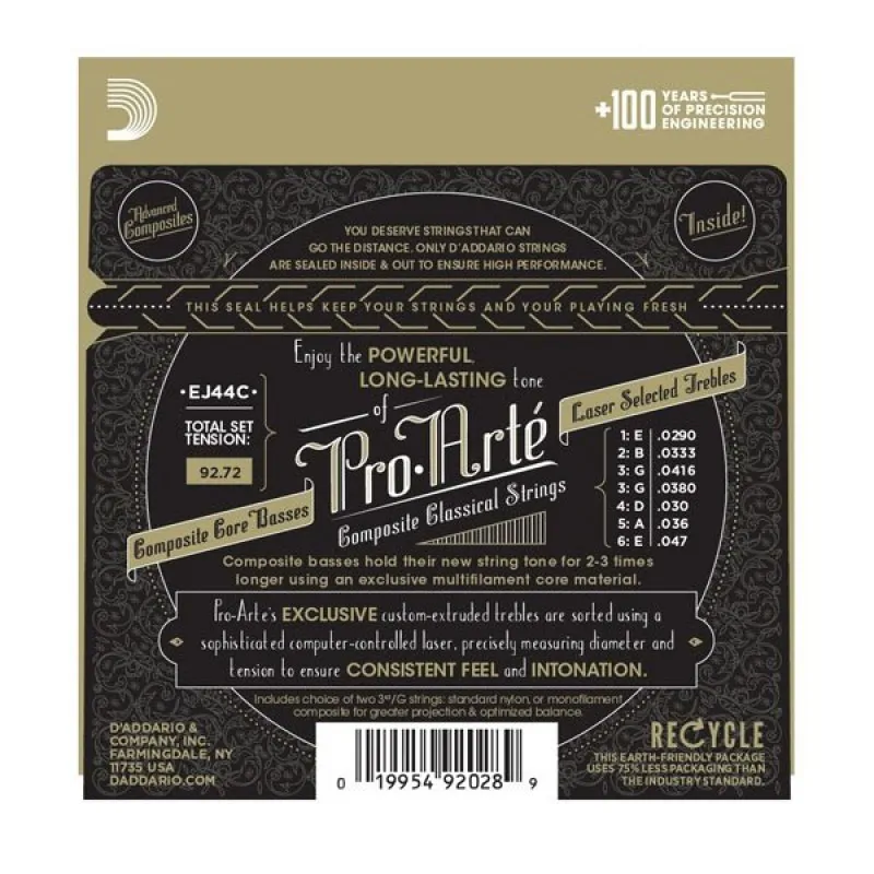 D'ADDARIO D'Addario EJ44C - Pro-Arte Composite, ekstra twardy naciąg - zdjecie 2