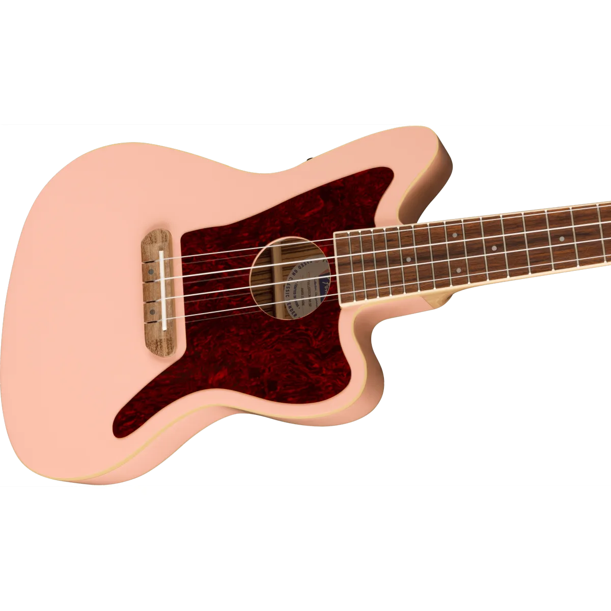 FENDER Fender Fullerton Jazzmaster Uke Walnut Fingerboard Tortoiseshell Pickguard Shell Pink - zdjecie 4