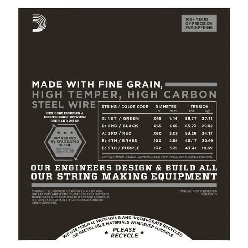 D'ADDARIO D'Addario ECB81-5 - Chromes 5-String 45-132 - zdjecie 2