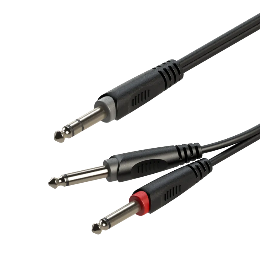 Roxtone Roxtone SAYC100L1 Kabel audio Jack 6.3mm stereo / 2 x Jack 6.3mm mono 1m - zdjecie 2