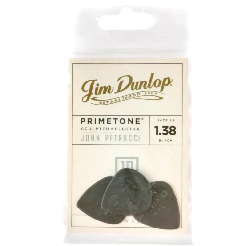 DUNLOP Dunlop 518PJP BK Primetone Jazz III 1,38mm Petrucci KOMPLET 3 sztuki