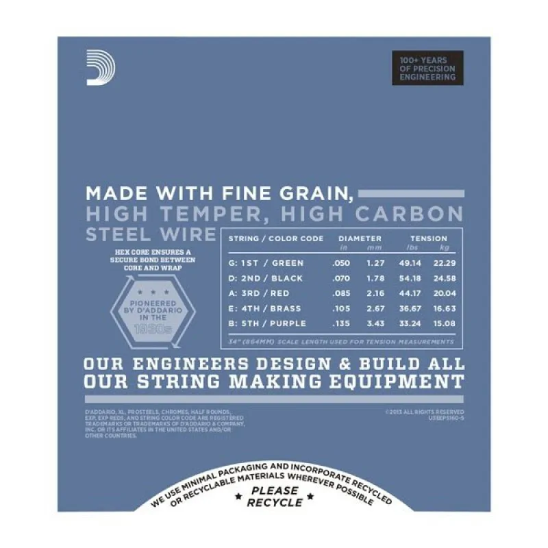D'ADDARIO D'Addario EPS160-5 struny do gitary basowej - zdjecie 3