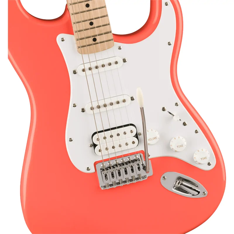 Squier Squier Sonic Stratocaster HSS Maple Fingerboard White Pickguard Tahitian Coral - zdjecie 3