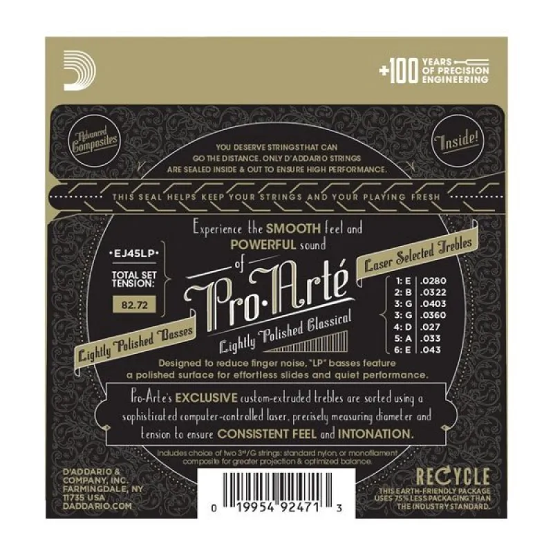 D'ADDARIO D'Addario EJ45LP - Pro-Arte Composite, szlifowane, normalny naciąg - zdjecie 4