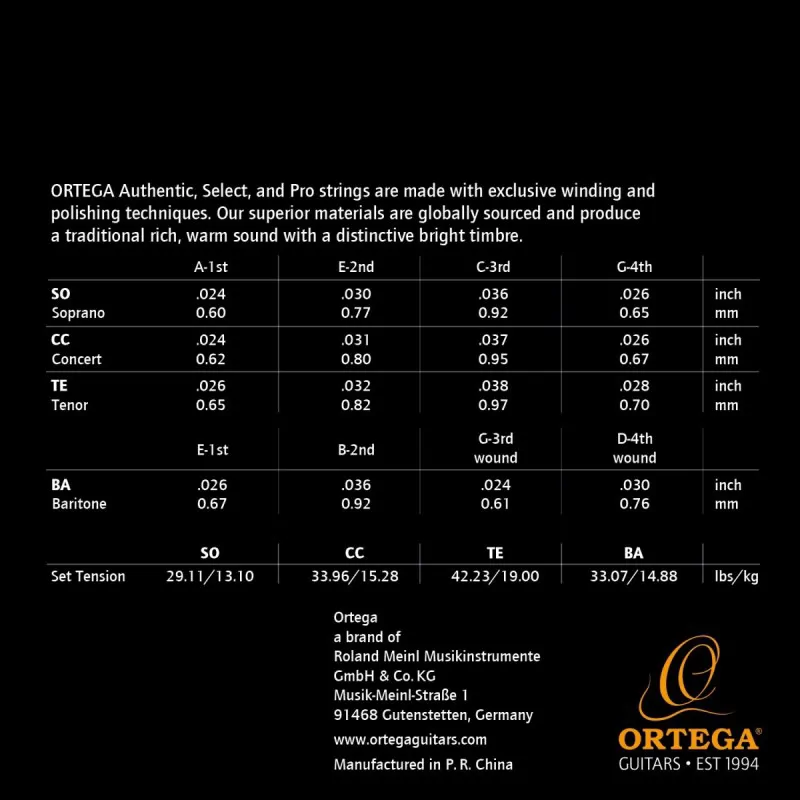 Ortega Ortega UKSBK-TE Black Nylon Select Struny ukulele - zdjecie 2