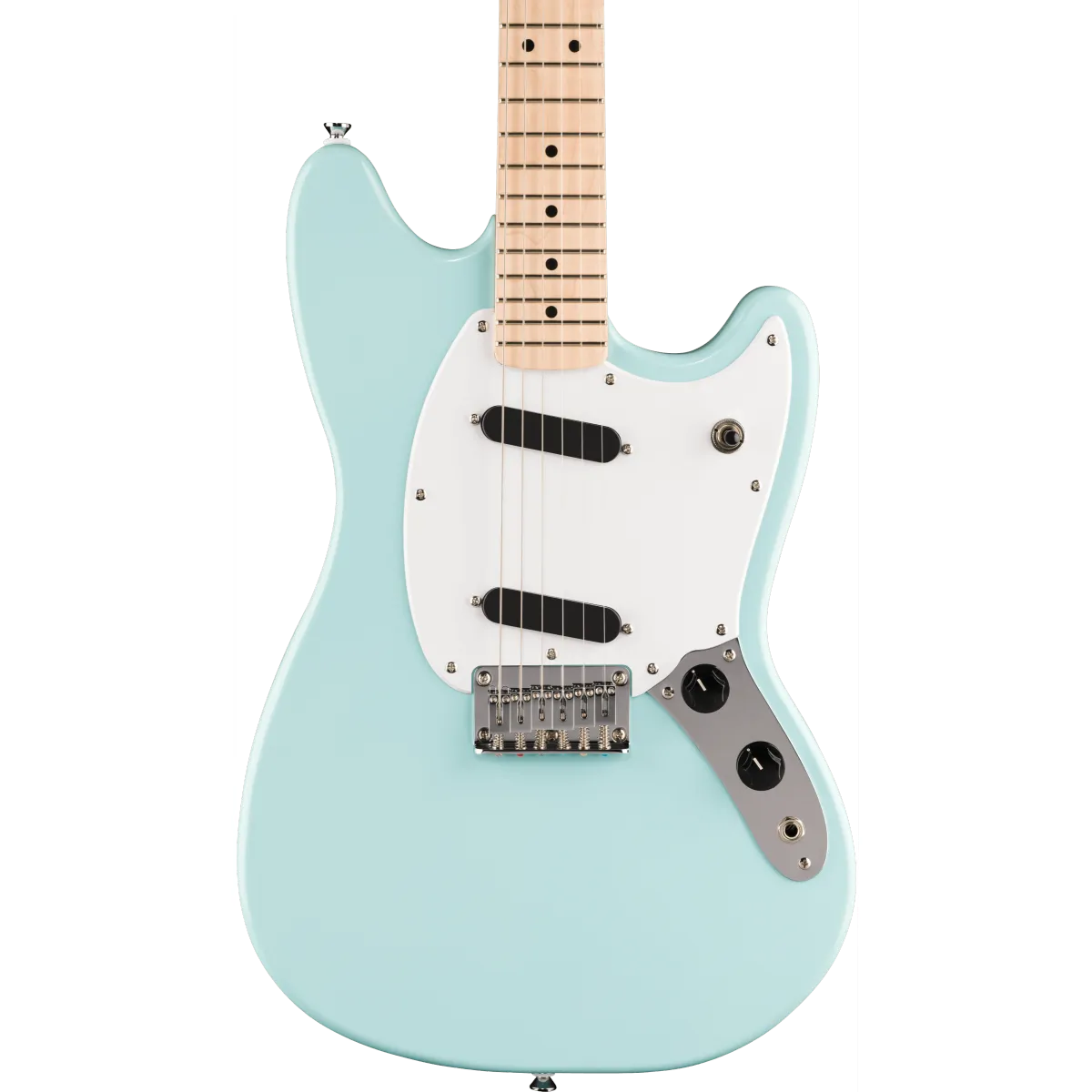 Squier Squier Sonic Mustang Maple Fingerboard White Pickguard Daphne Blue - zdjecie 3