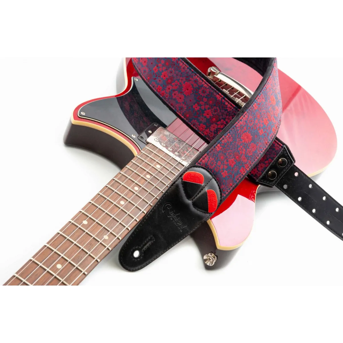 RightOn! Straps RightOn! Red Daisy Mojo Vegan Strap pas do gitary - zdjecie 4