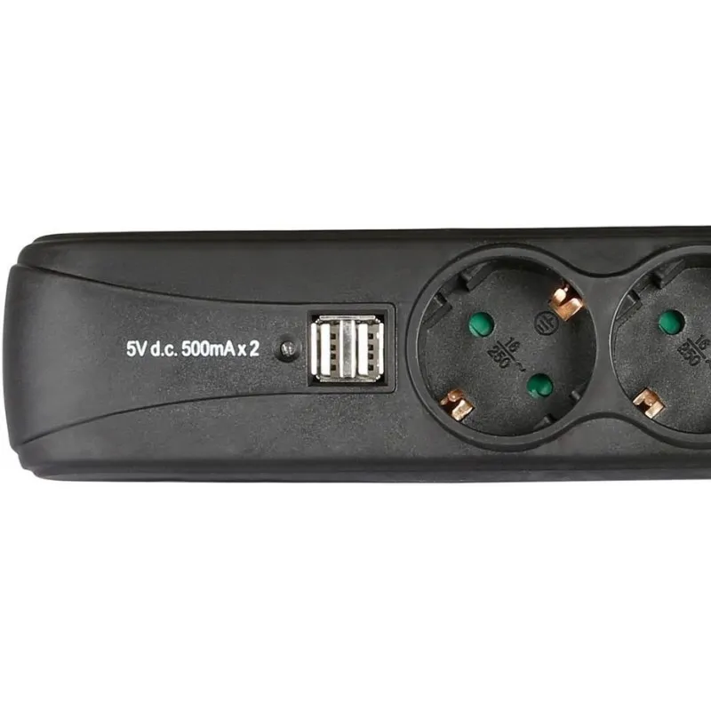 Adam Hall Adam Hall 8747S3USB listwa zasilająca 3 gniazdka + USB - zdjecie 3