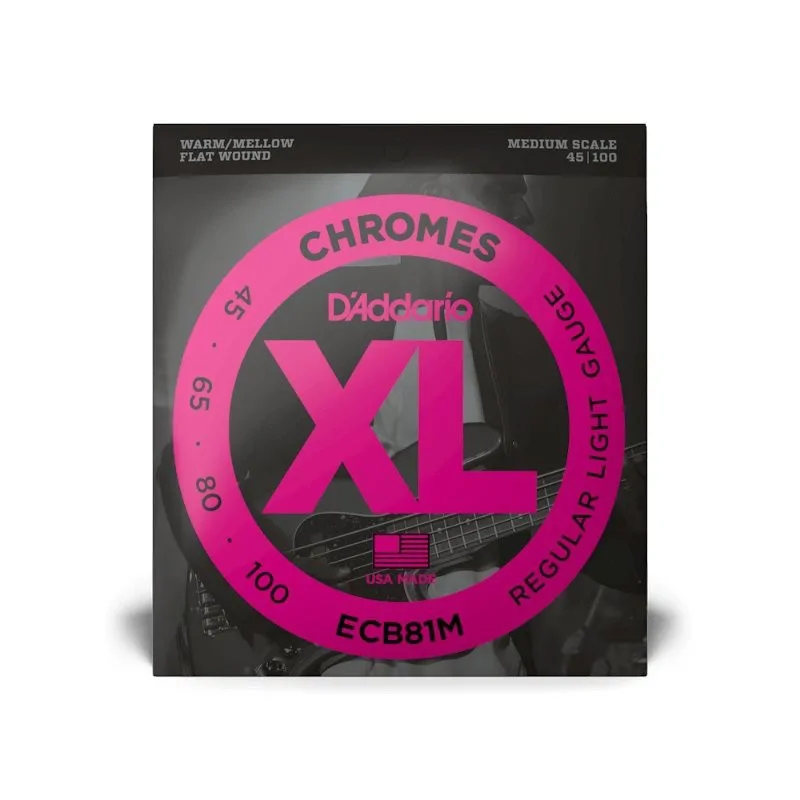 D'ADDARIO D'Addario ECB81M Chrome 45-100 medium scale struny do gitary basowej
