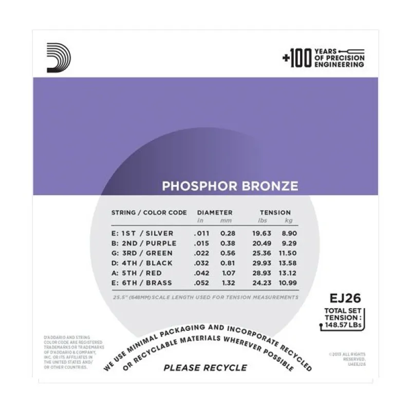 D'ADDARIO D'Addario EJ26 - Phosphor Bronze 11-52 - zdjecie 3