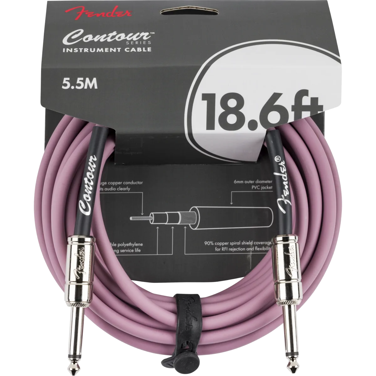 FENDER Fender Contour 18.6' Cable Burgundy Mist 5,5m - zdjecie 3