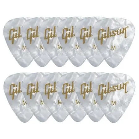 Gibson Gibson Pearloid White Picks 12 pack Medium kostki gitarowe APRW12-74M