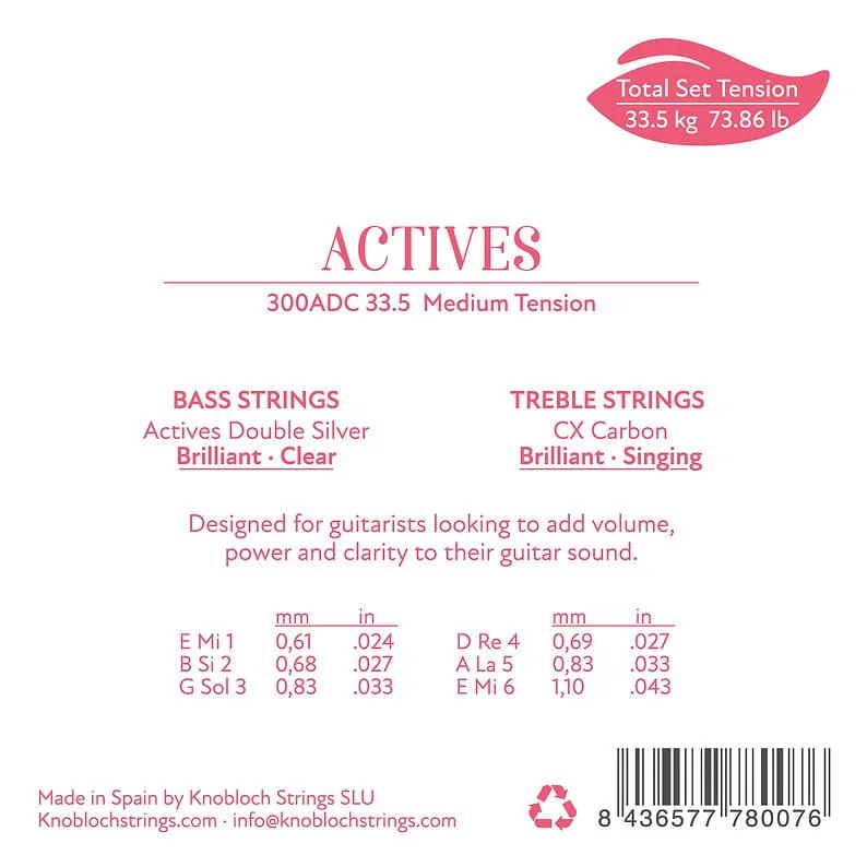 Knobloch Knobloch Strings ACTIVES Double Silver CX Carbon 300ADC - Struny do Gitary Klasycznej - zdjecie 2
