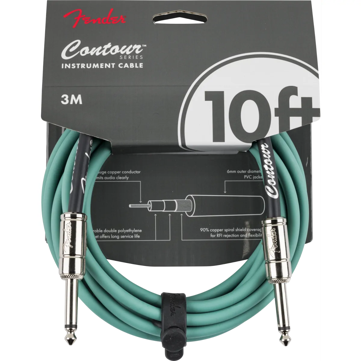 FENDER Fender Contour 10' Cable Sherwood Green 3m - zdjecie 3
