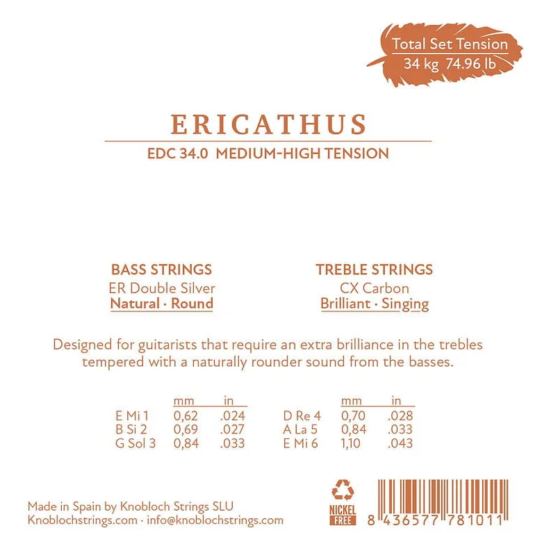 Knobloch Knobloch Strings ERITHACUS CX Carbon EDC34 - Struny do Gitary Klasycznej - zdjecie 2