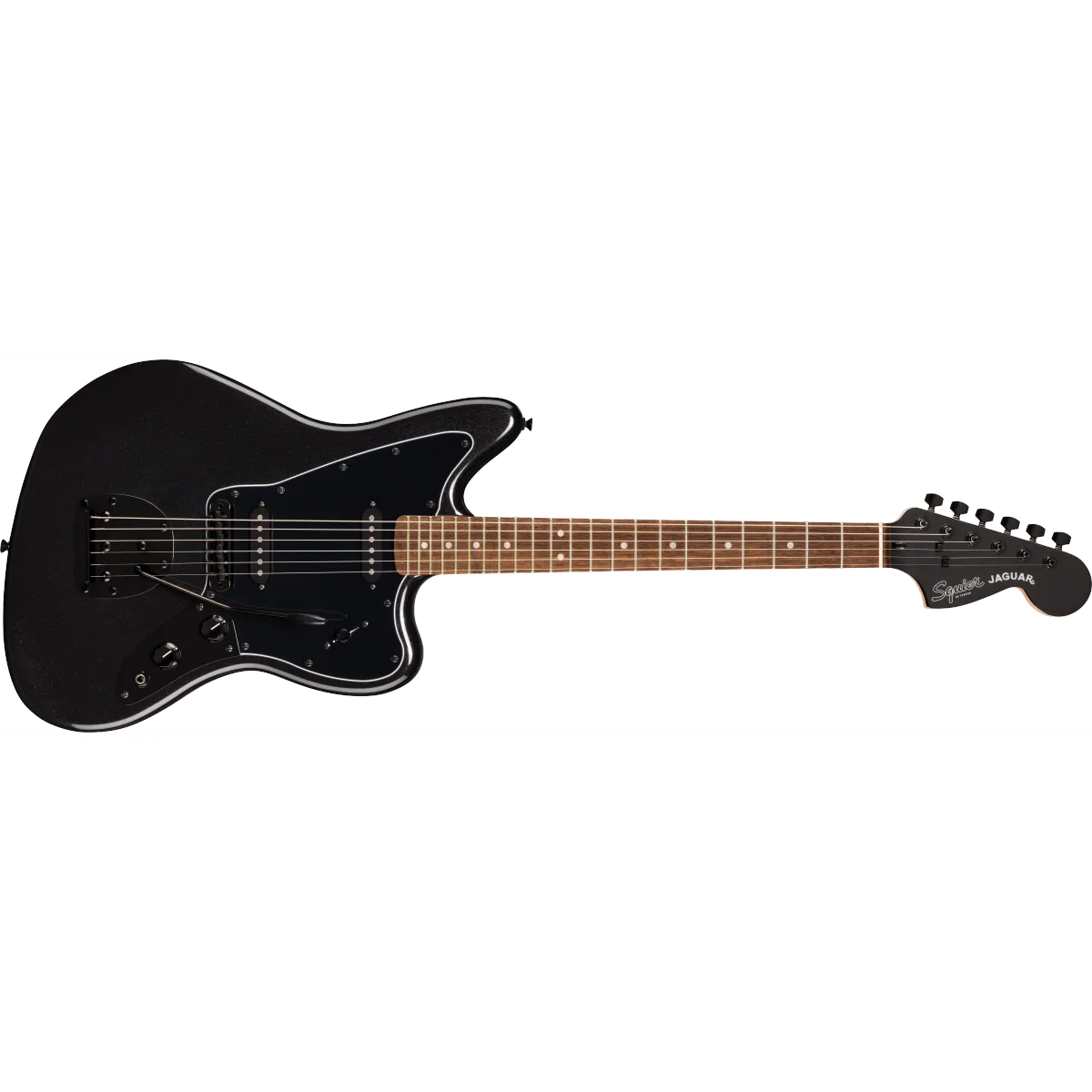 Squier Squier FSR Affinity Jaguar Laurel Fingerboard Black Pickguard Black Hardware Matching Headstock Metallic Black