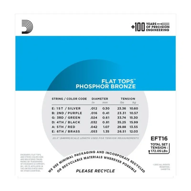 D'ADDARIO D'Addario EFT16 - Flat Tops 12-53 - zdjecie 2