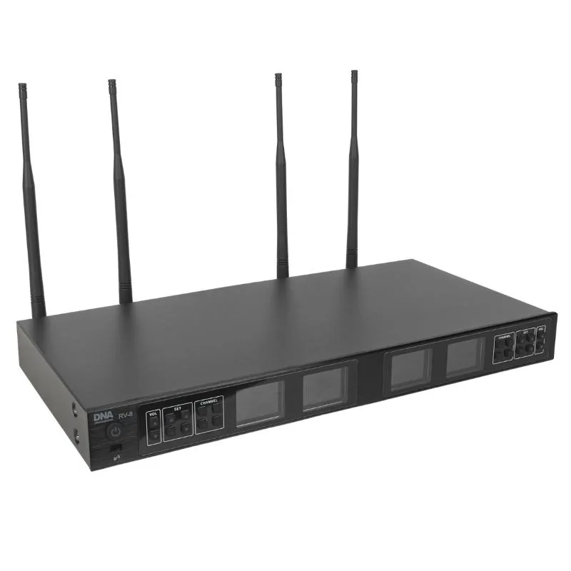 DNA DNA RV-8 zestaw bezprzewodowy 8x bateryjny mikrofon doręczny odbiornik UHF 610-690 MHz 8x40 kanałów - zdjecie 10