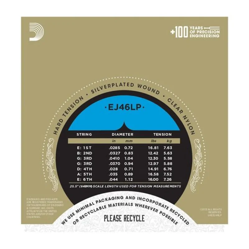 D'ADDARIO D'Addario EJ46LP - Pro-Arte Composite, pół-szlifowane, twardy naciąg - zdjecie 2