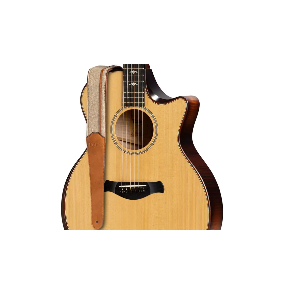 Taylor Guitars Taylor Vegan Leather Strap, Tan w/NaturalTextile,2.5",Embossed Logo Pas do gitary - zdjecie 3