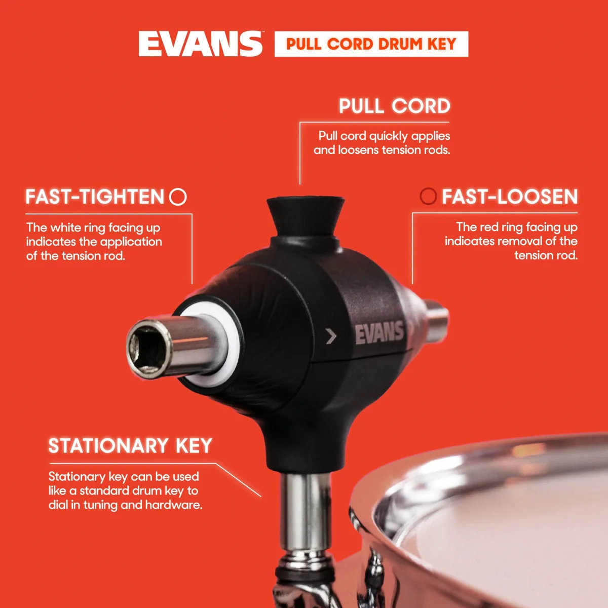 EVANS Evans Pull Cord Drum Key - klucz multi z linką - zdjecie 3