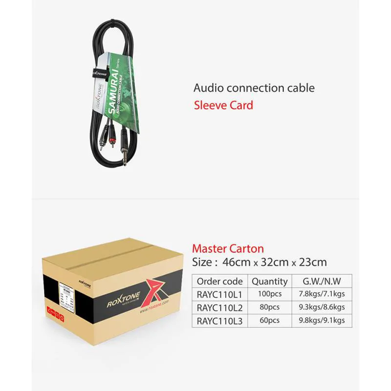 Roxtone Roxtone RAYC110L6 Kabel Jack 6.3 stereo 2x RCA 6m - zdjecie 4