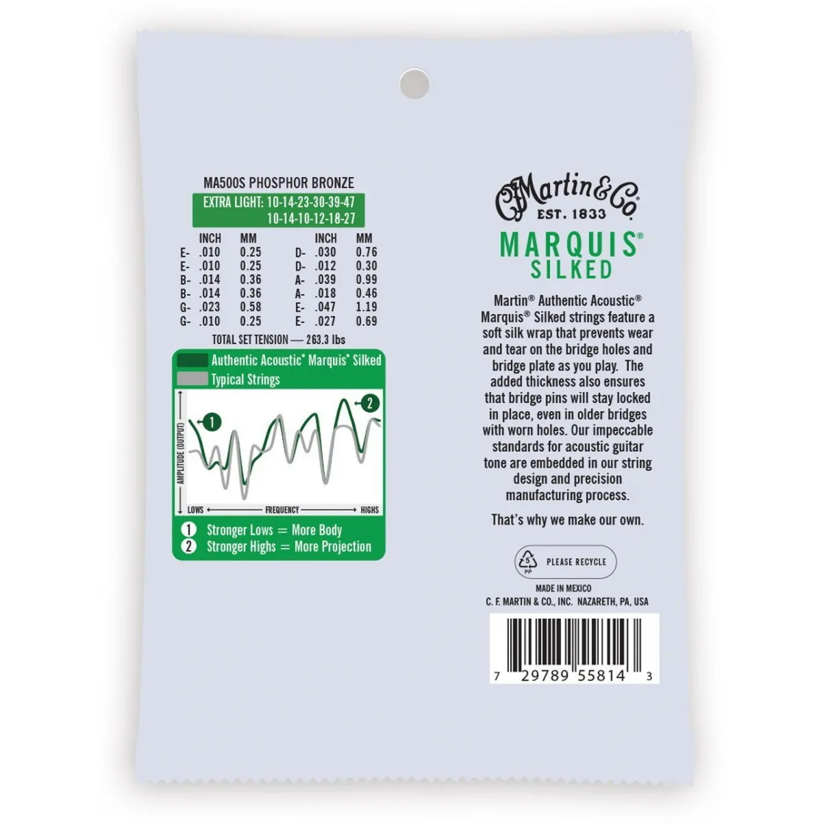MARTIN Martin MA500S struny do gitary 12strunowej Silked Extra Light 10-47 Phosphore Bronze - zdjecie 2