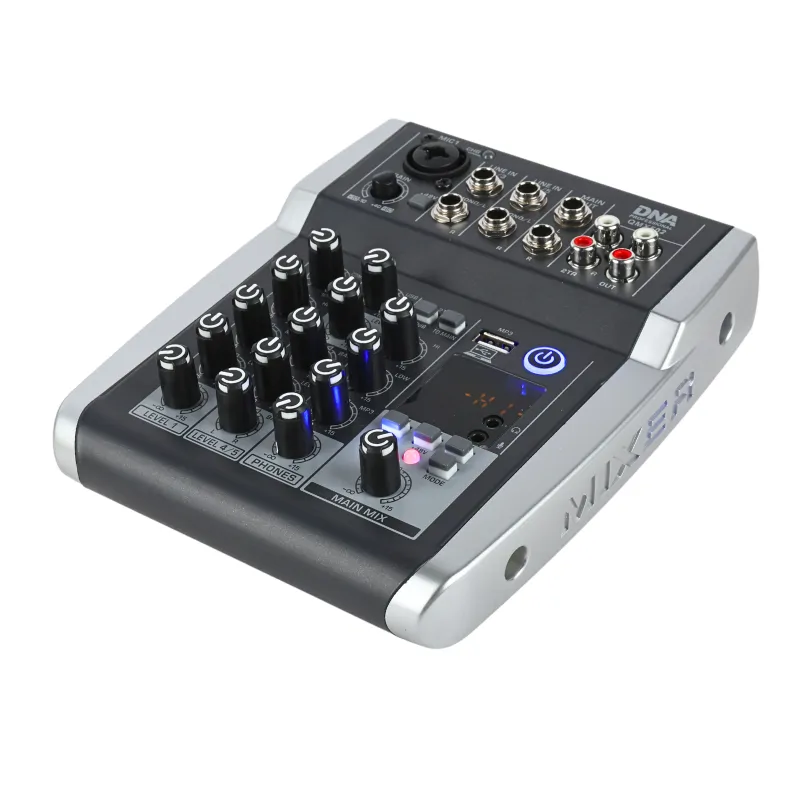 DNA DNA QMX502 analogowy mikser dźwięku 5 kanałów Bluetooth USB MP3 Phantom +48V akumulator 2500 mAh