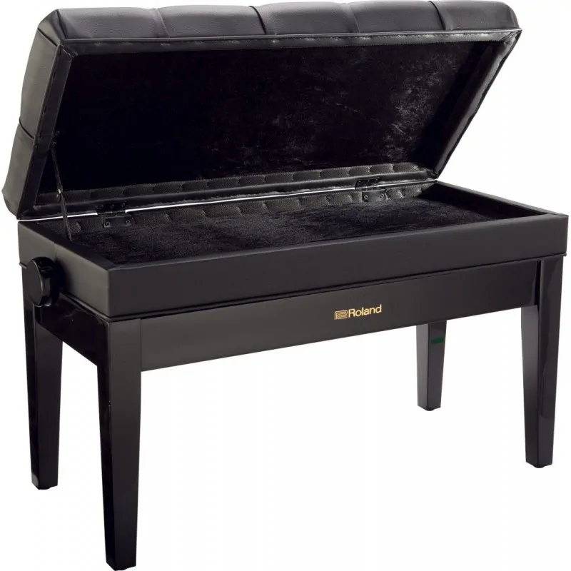 ROLAND Roland RPB-D500PE podwójna ława do pianina czarny połysk regulowana ze schowkiem - zdjecie 2