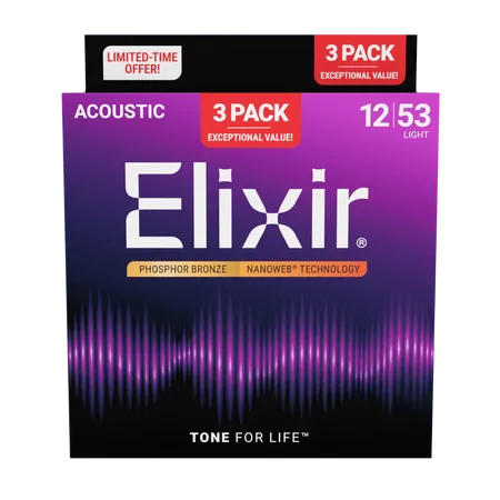 ELIXIR Elixir 16569 12-53 3-pak Phosphor Bronze