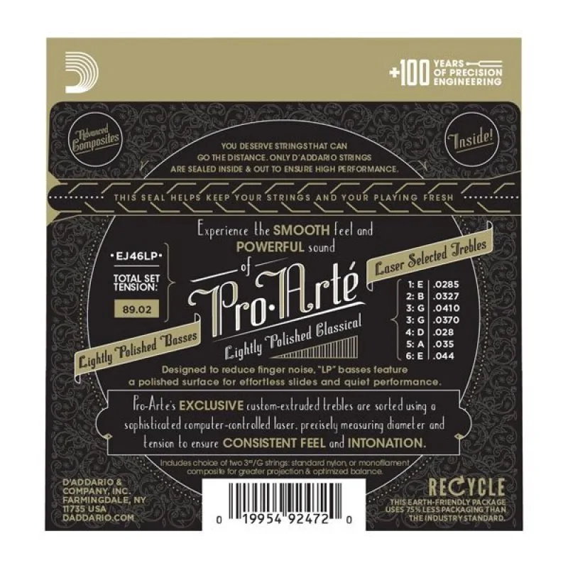 D'ADDARIO D'Addario EJ46LP - Pro-Arte Composite, pół-szlifowane, twardy naciąg - zdjecie 3