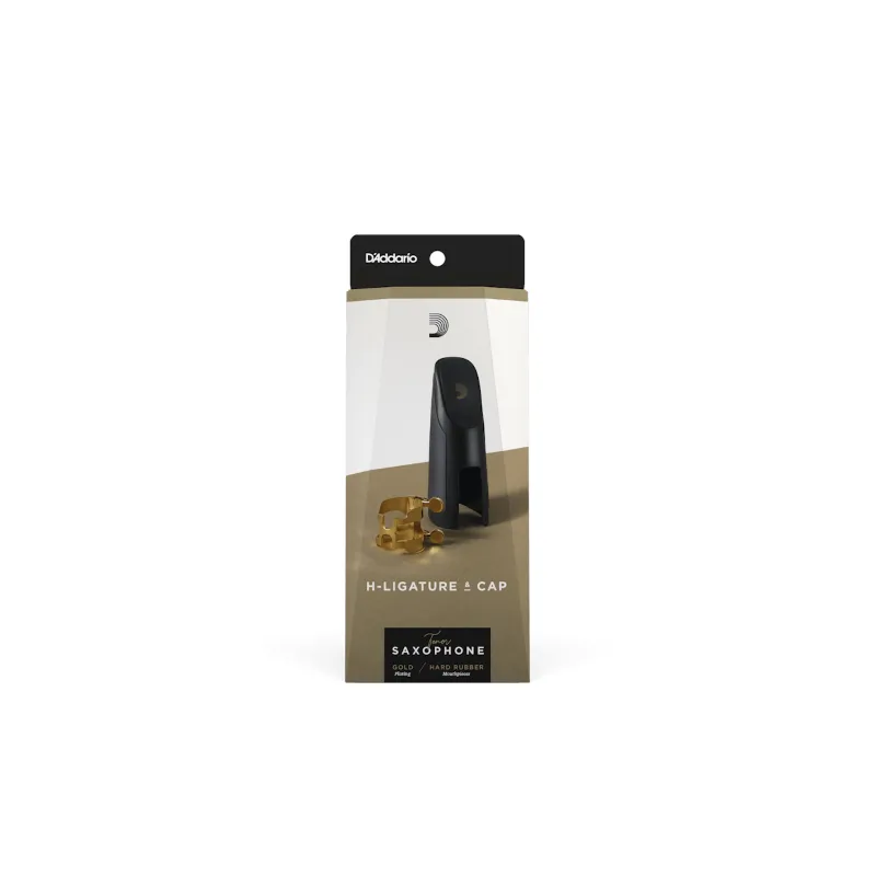 D'ADDARIO D'Addario Rico H-Ligature & Cap Tenor Saxophone Gold ligatura saksofonu tenorowego kapturek złota - zdjecie 3