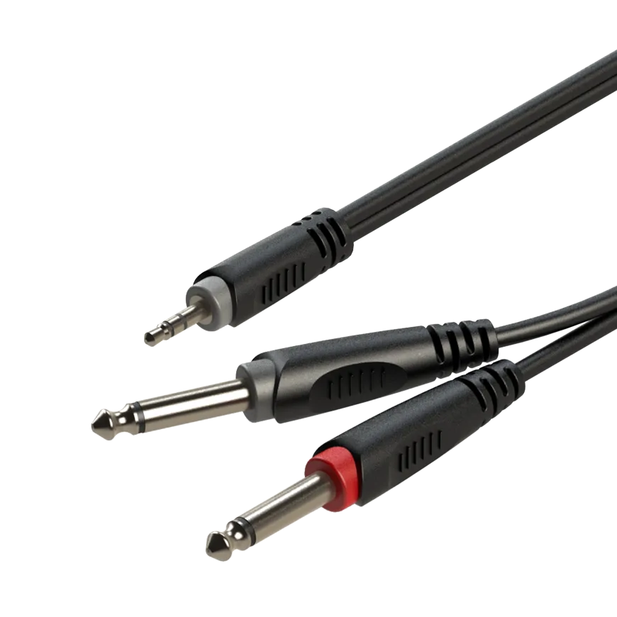 Roxtone Roxtone SAYC130L3 Kabel audio Jack 3.5 stereo / 2 x Jack 6.3 mono 3m